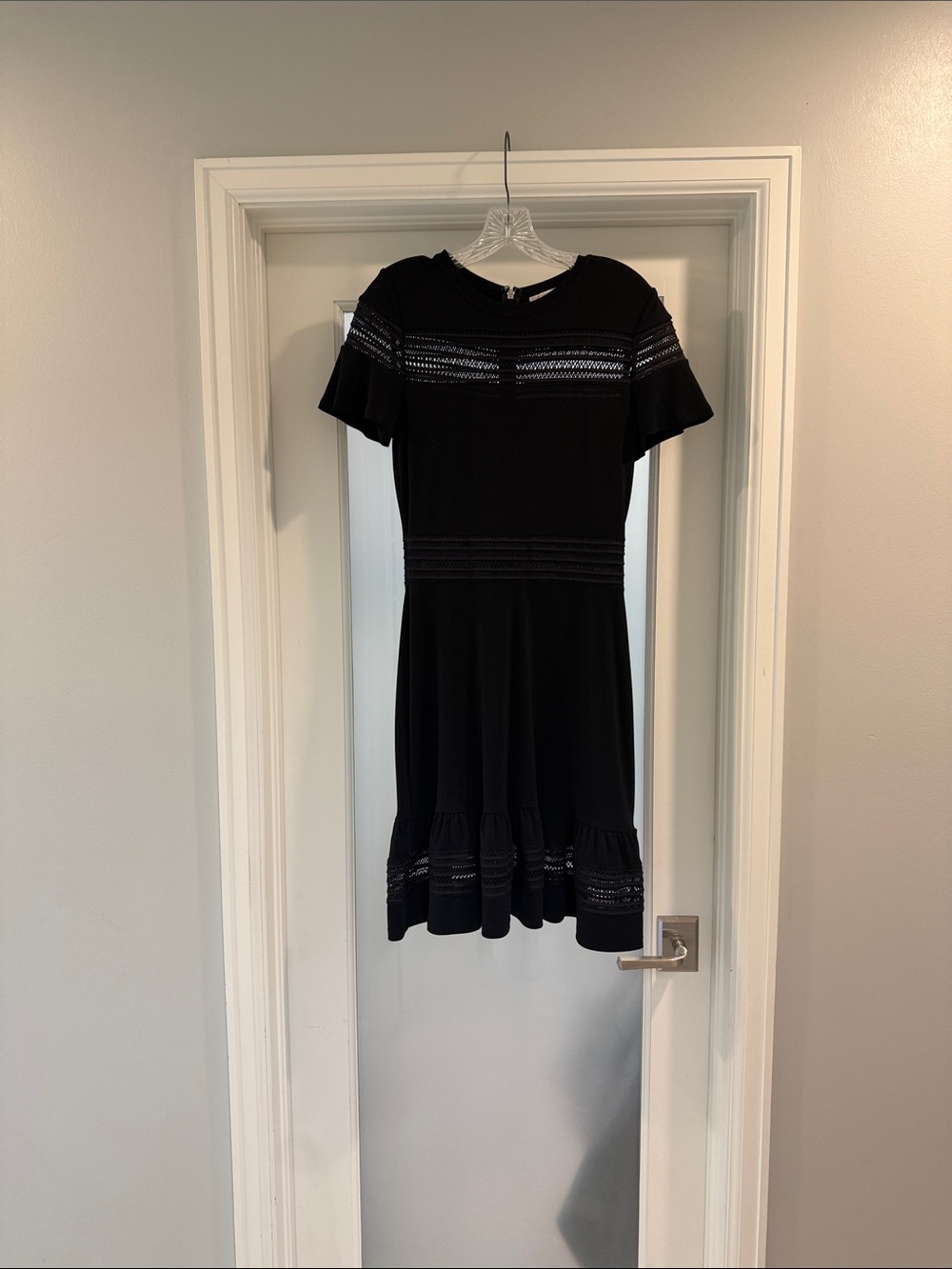Michael Kors Black Short Flutter Sleeve Ruffle Dress